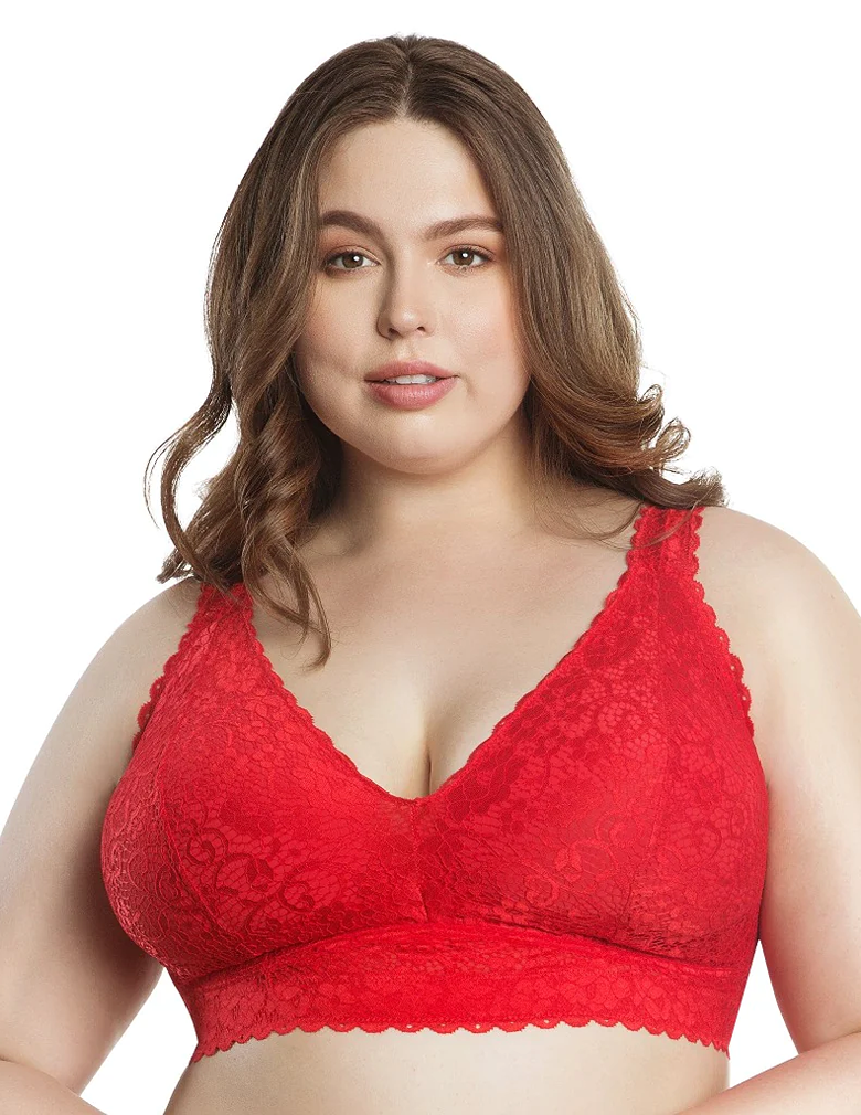 Parfait Adriana P5482 Racing Red Wire-free Lace Bralette front view 2