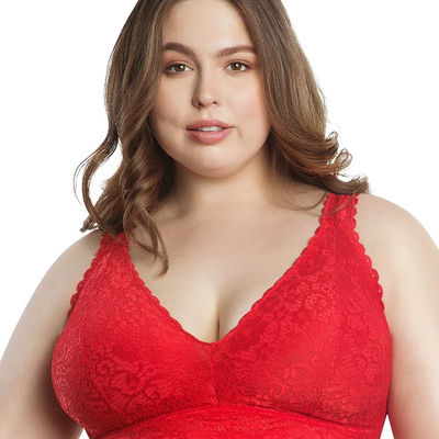 Parfait Adriana P5482 Racing Red Wire-free Lace Bralette front view 2