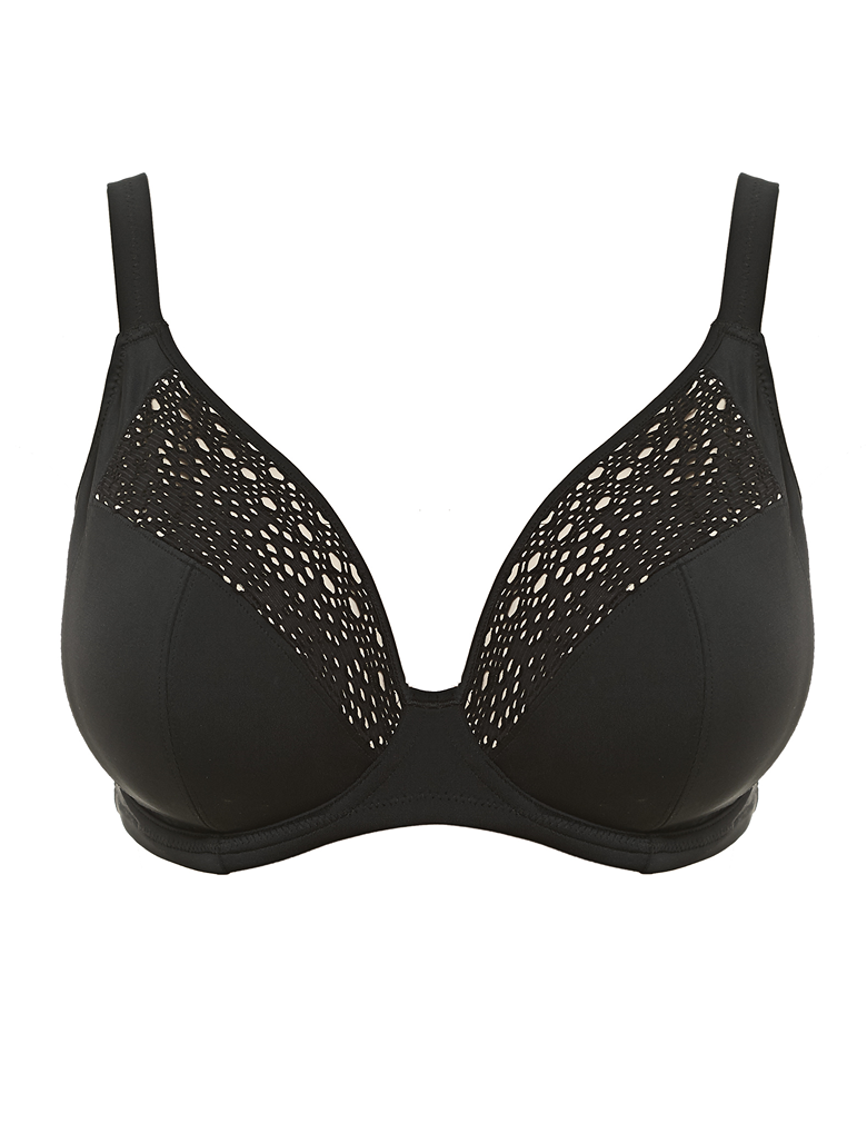 Elomi Women's Indie ES7533 Black Underwire Plunge Bikini Top cutout