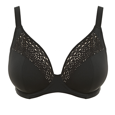 Elomi Women's Indie ES7533 Black Underwire Plunge Bikini Top cutout