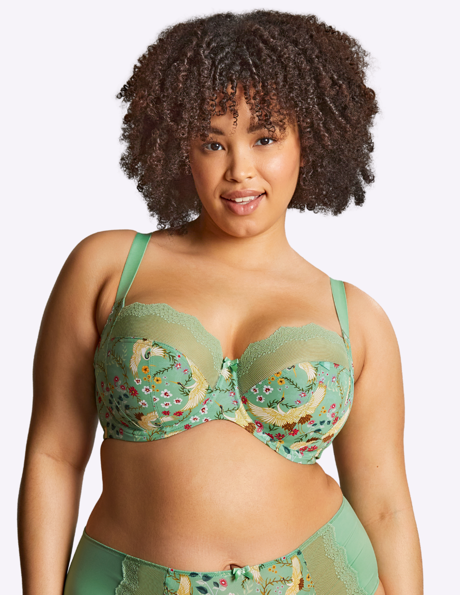 Front view of model wearing Esme bra in Wonderland