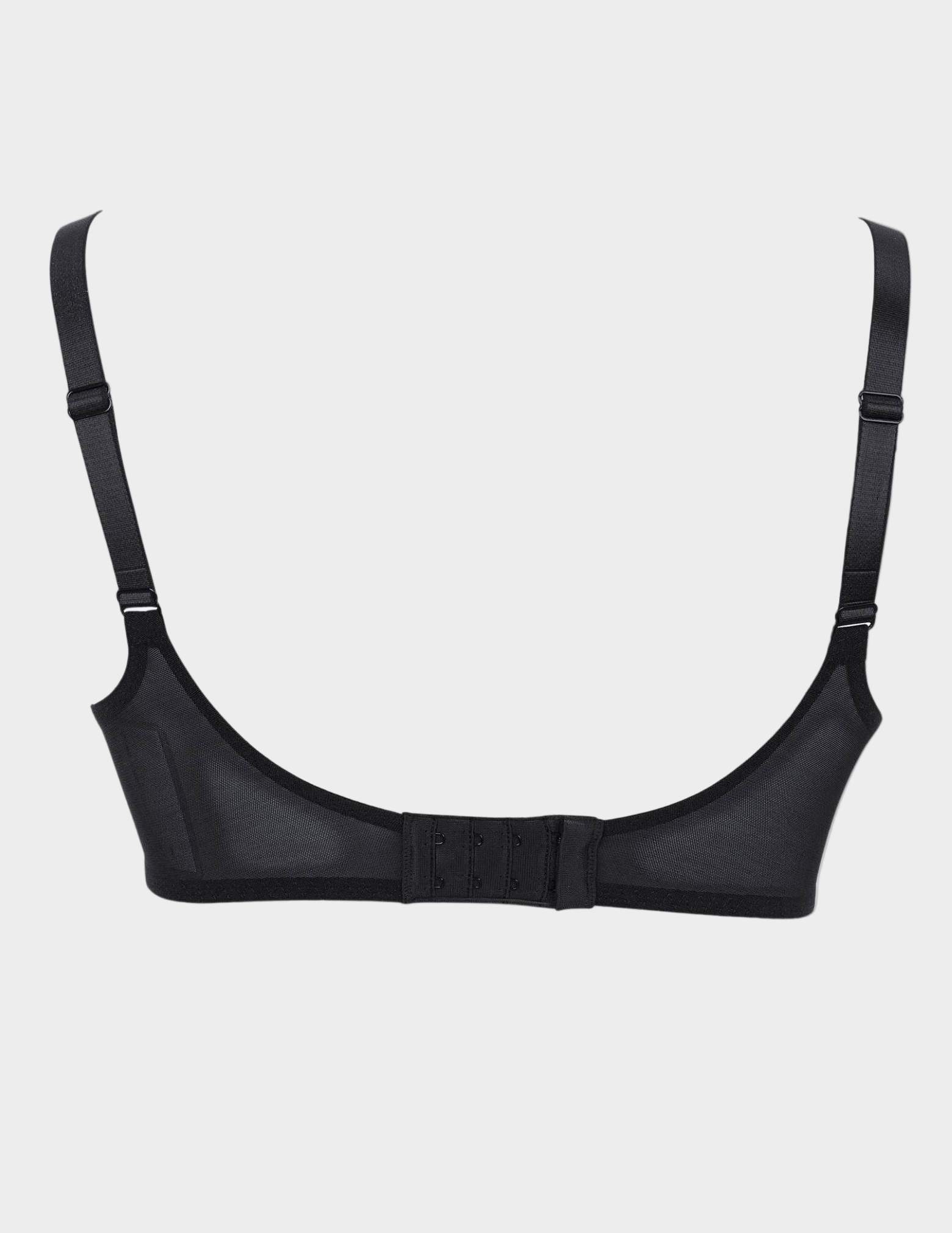 Back view of Black bra on a white background