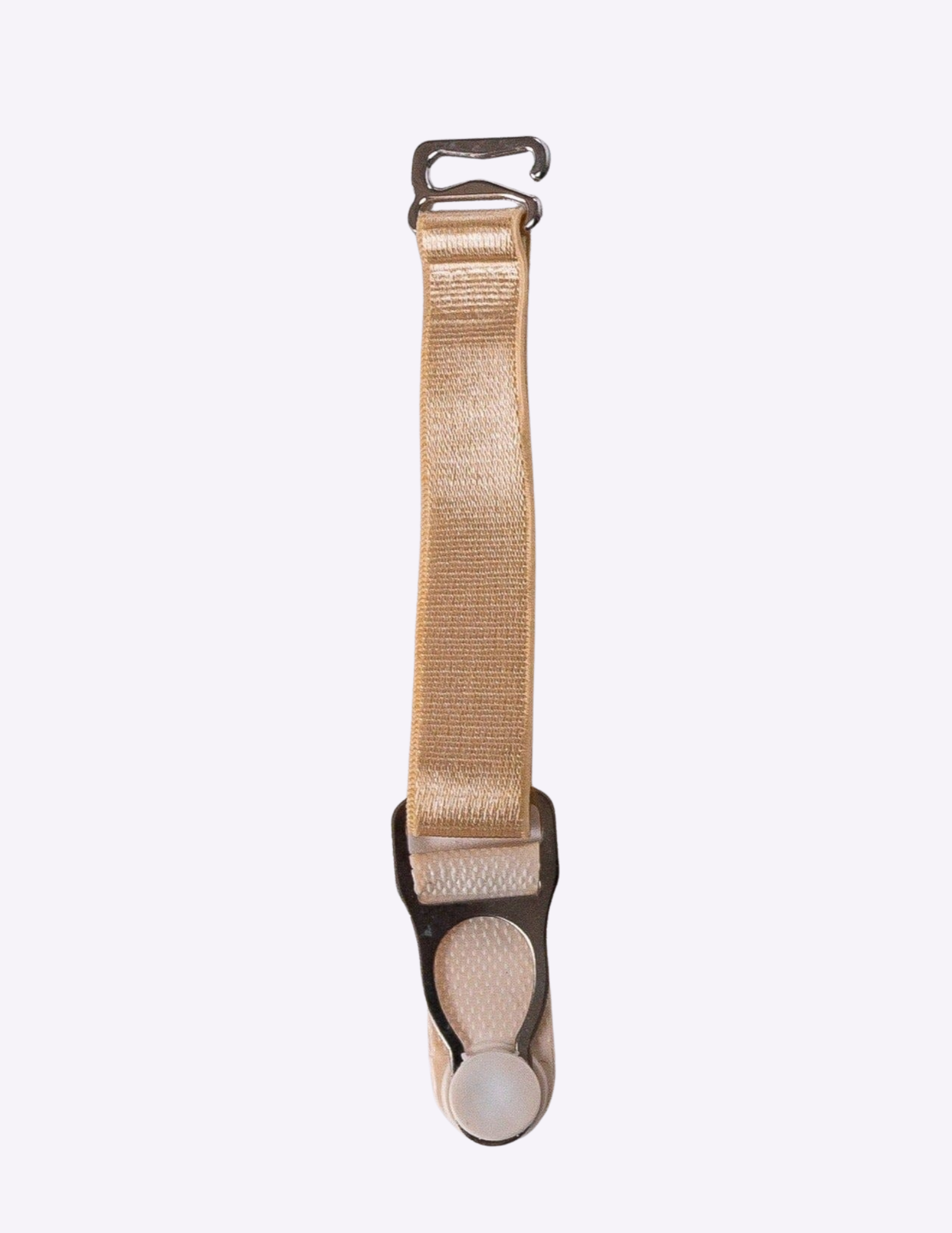 Beige detachable garter strap on a white background