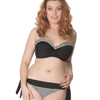 Curvy Kate Hypnotic CS3641 Bandeau Bikini Top Monochrome/Olive Swimwear full body view