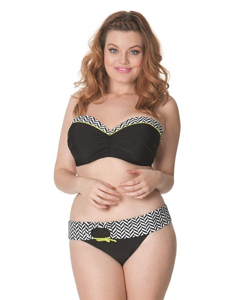 Curvy Kate Hypnotic CS3625 Monochrome/Olive Fold Over Brief full body view