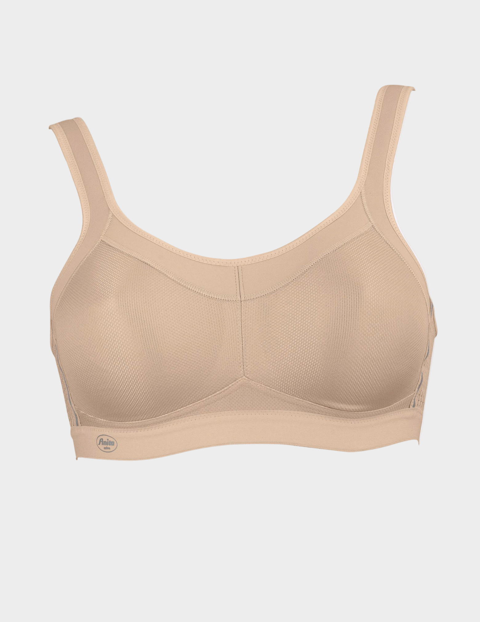 Beige sports bra on a light gray background