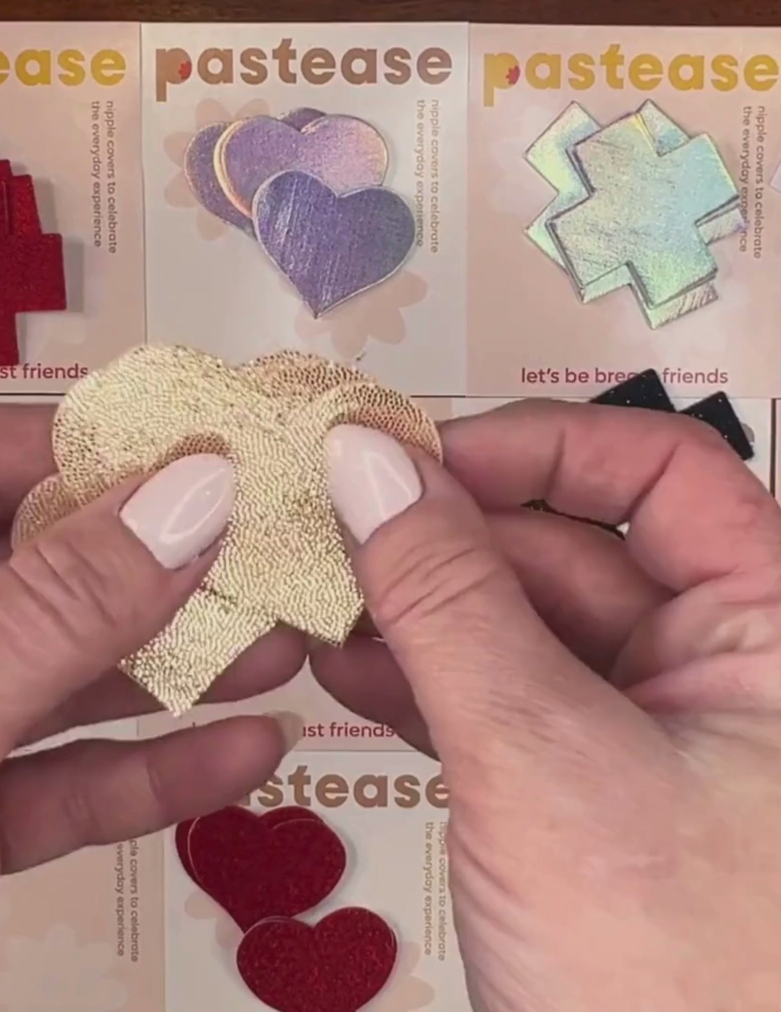 Load video: 2 Pair Small Rose Gold Hearts Nipple Covers