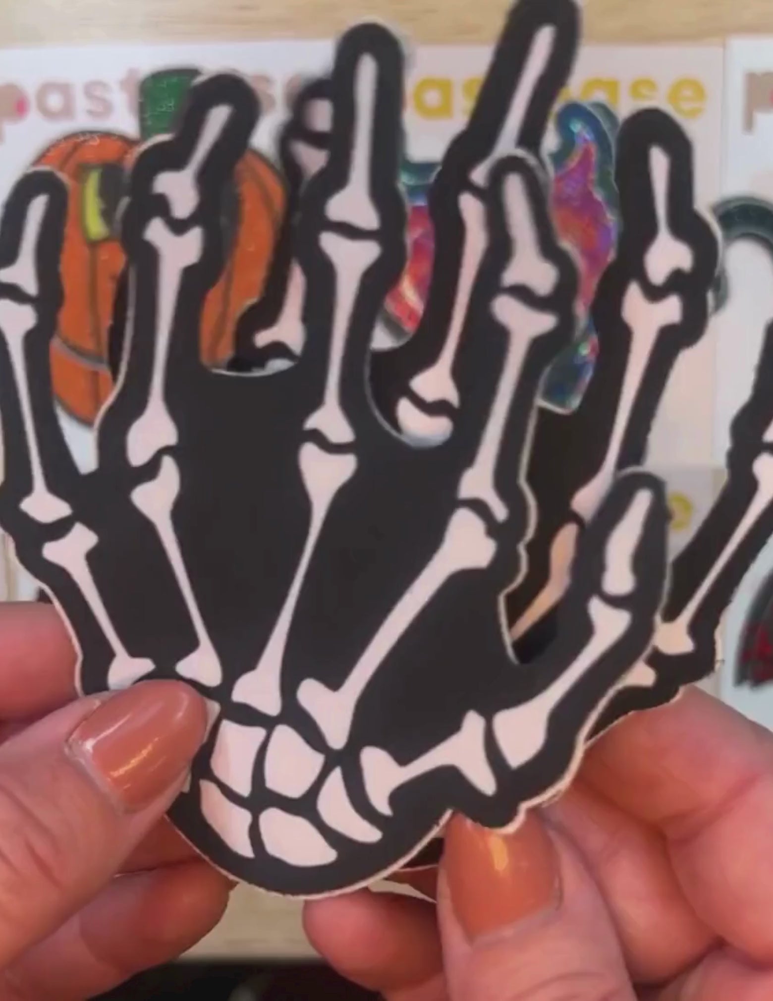 Load video: White Boney Skeleton Hands Nipple Covers