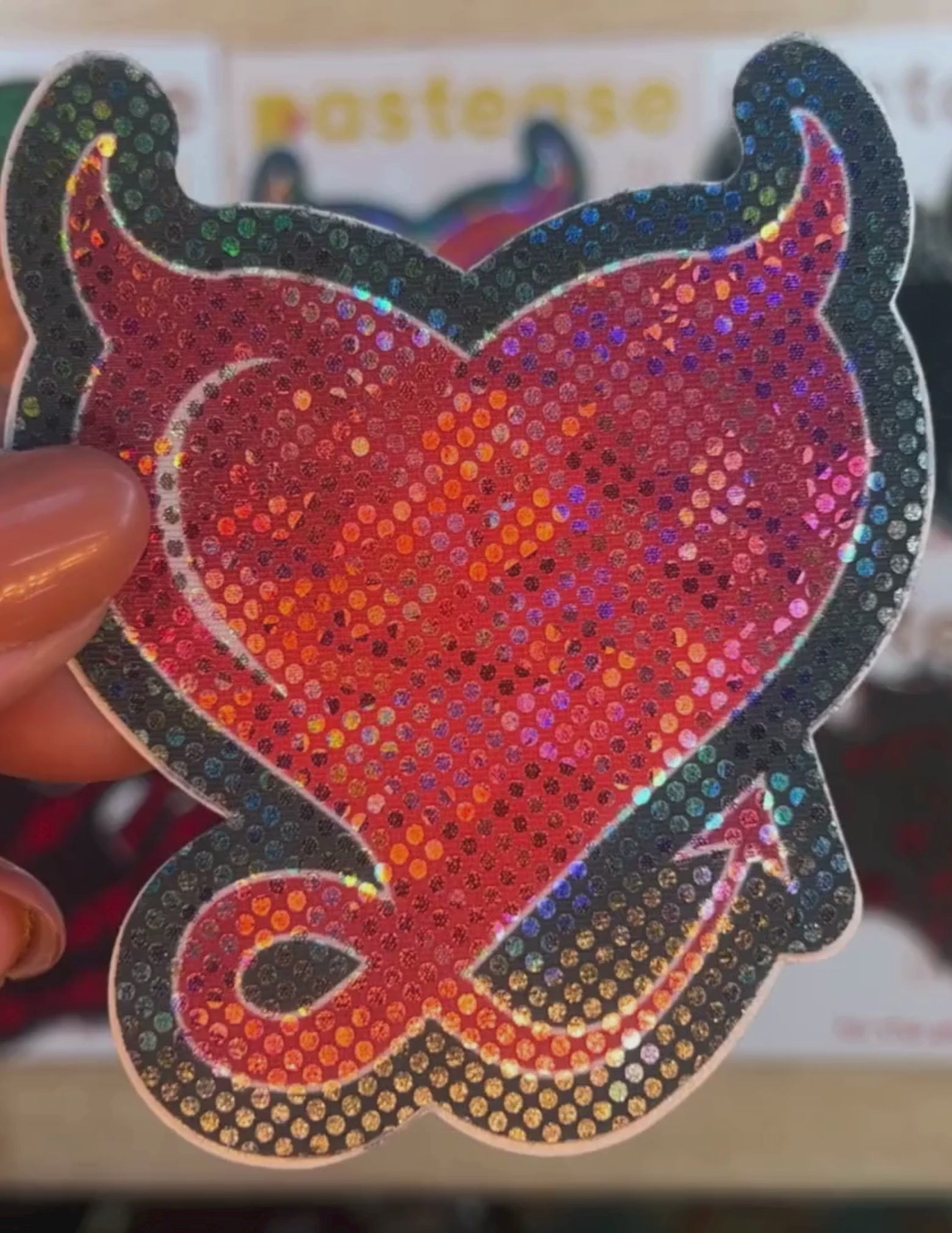 Load video: Red Glitter Hearts with Devil Nipple Covers