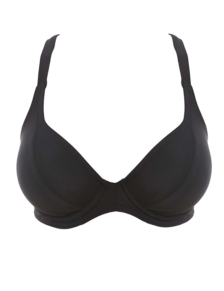 Freya Remix AS3955 Black Underwire Banded Halter Swim Bikini Top cutout front