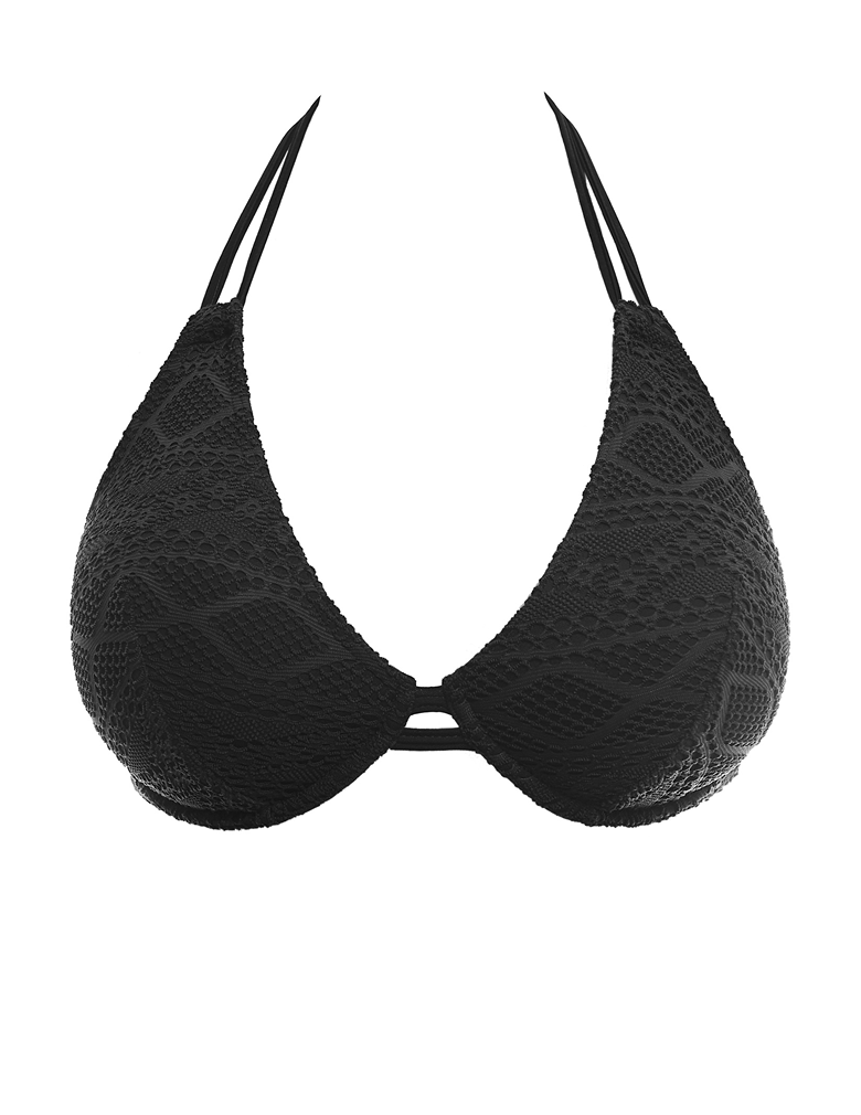 Freya Sundance AS3971 Black Underwire Bandless Halter Bikini Swim Top cutout