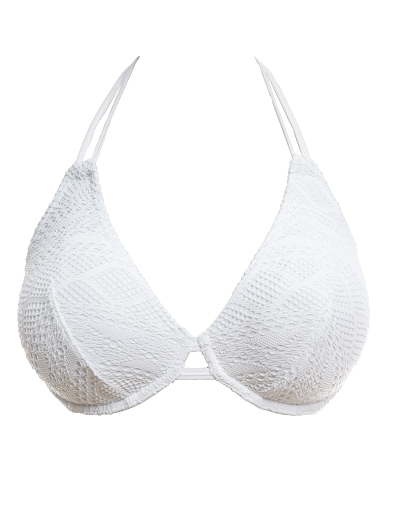 Freya Sundance AS3971 White Underwire Bandless Halter Bikini Swim Top cutout