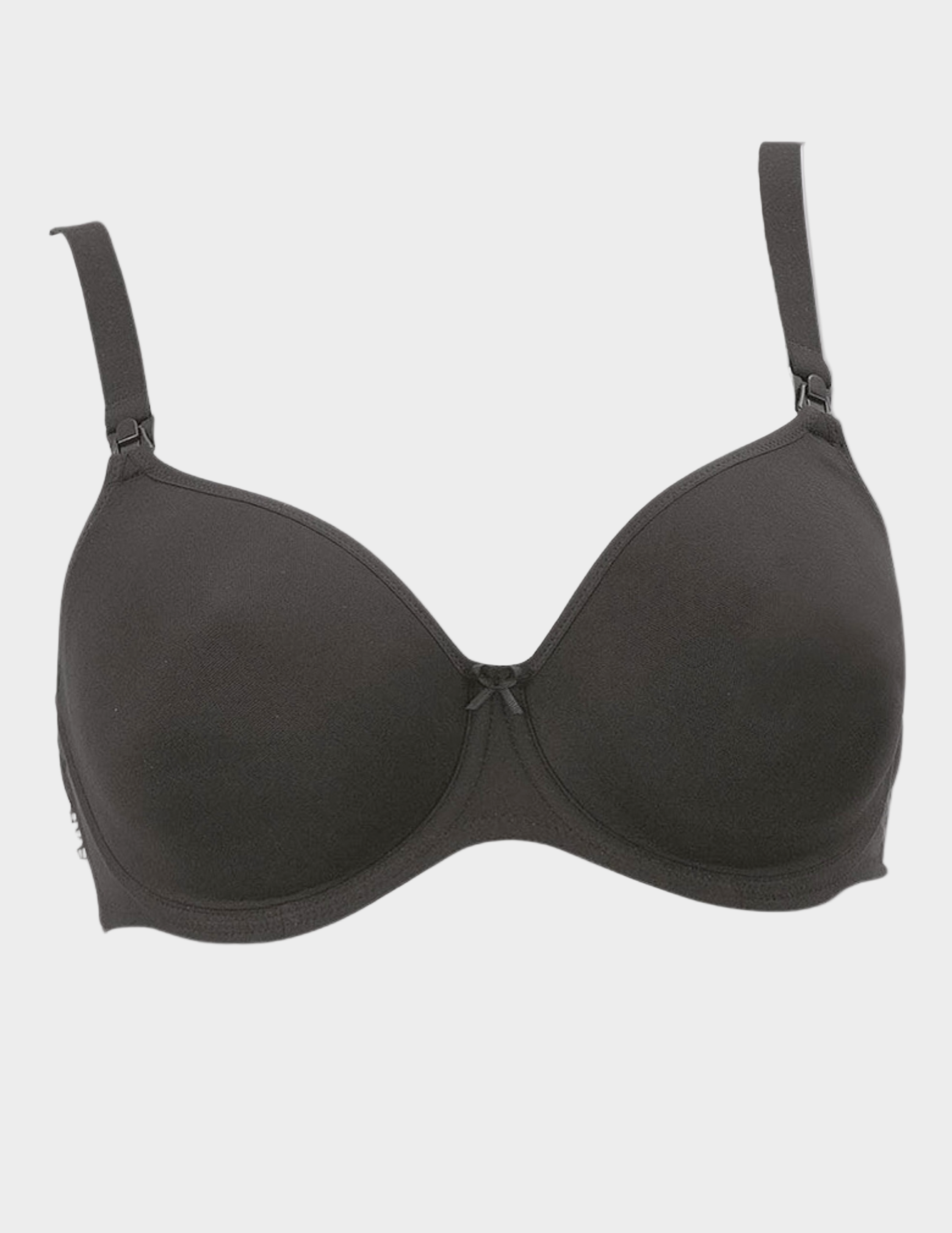 Black nursing bra on a white background