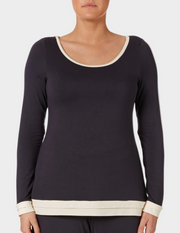 Front view of a model wearing Freya Sweet Dreams long sleeve top in Charcoal