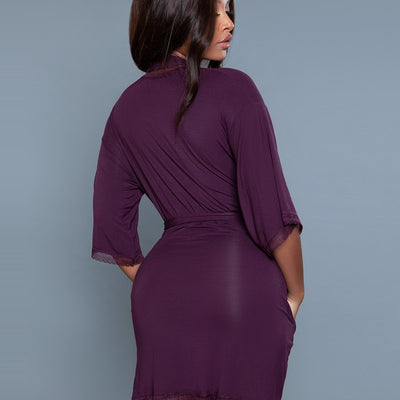 Be Wicked Sylvie 2146 Violet Pocket Robe back view