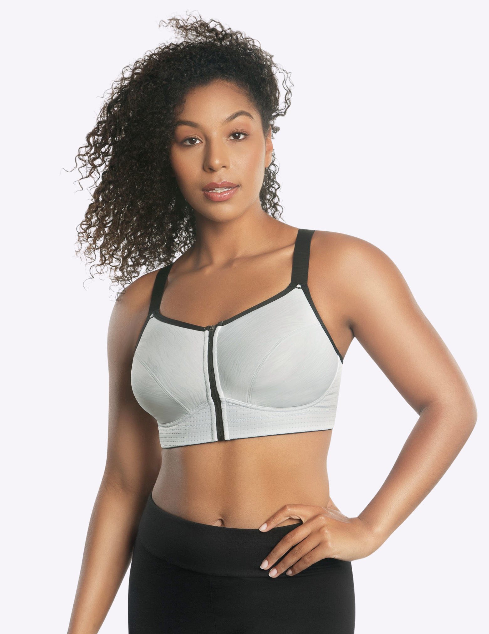 Wave Front Close Zipper Sports Bra
