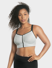 Wave Front Close Zipper Sports Bra
