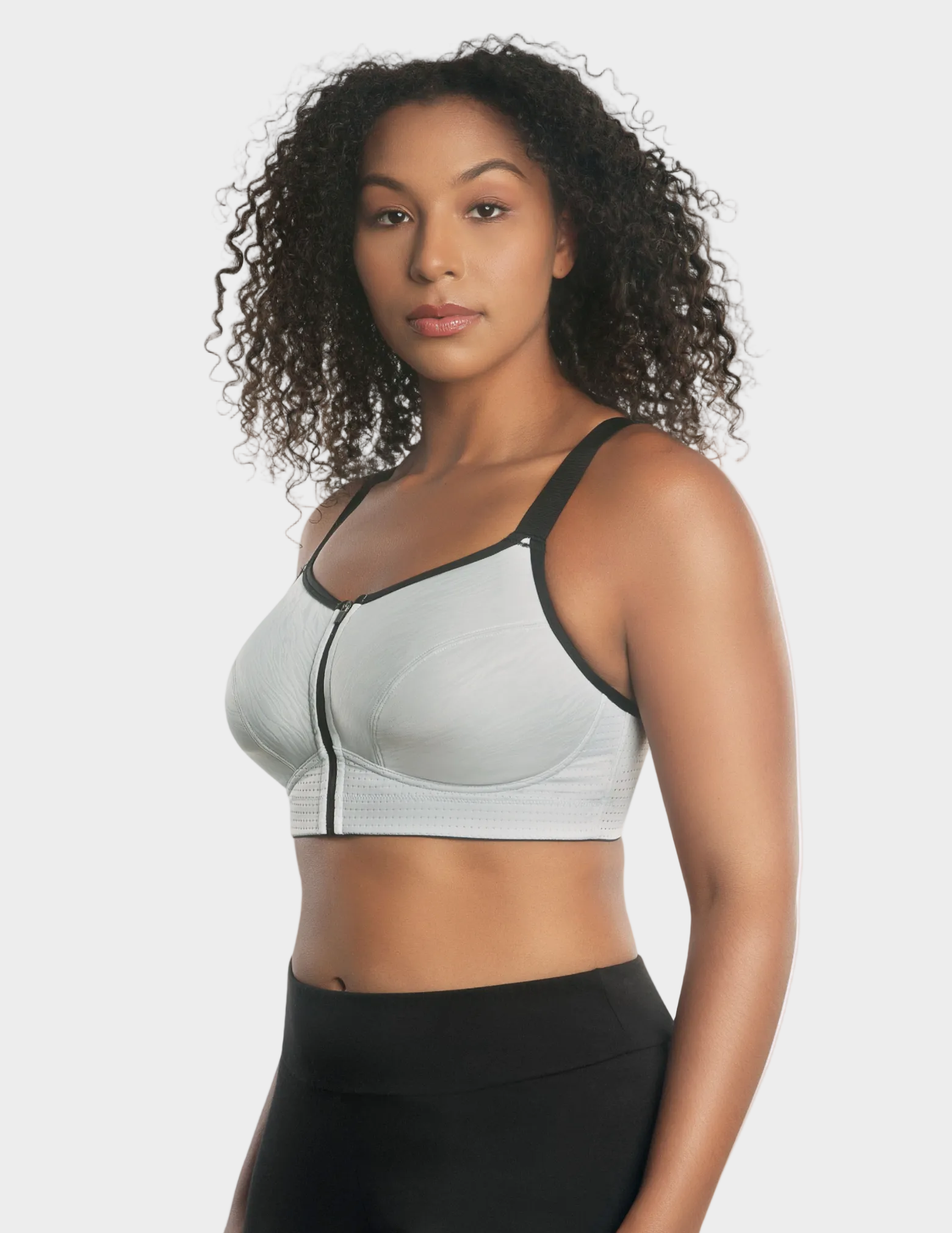 Wave Front Close Zipper Sports Bra