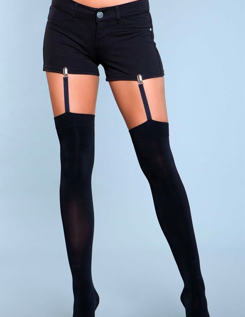 Be Wicked 1928 Black Clip Garter Thigh High