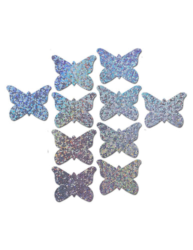 glittery silver butterfly nipple covers