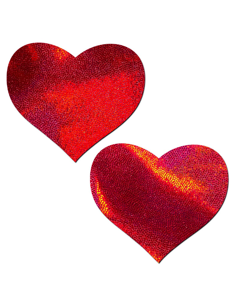 sparkly red heart shaped nipple covers