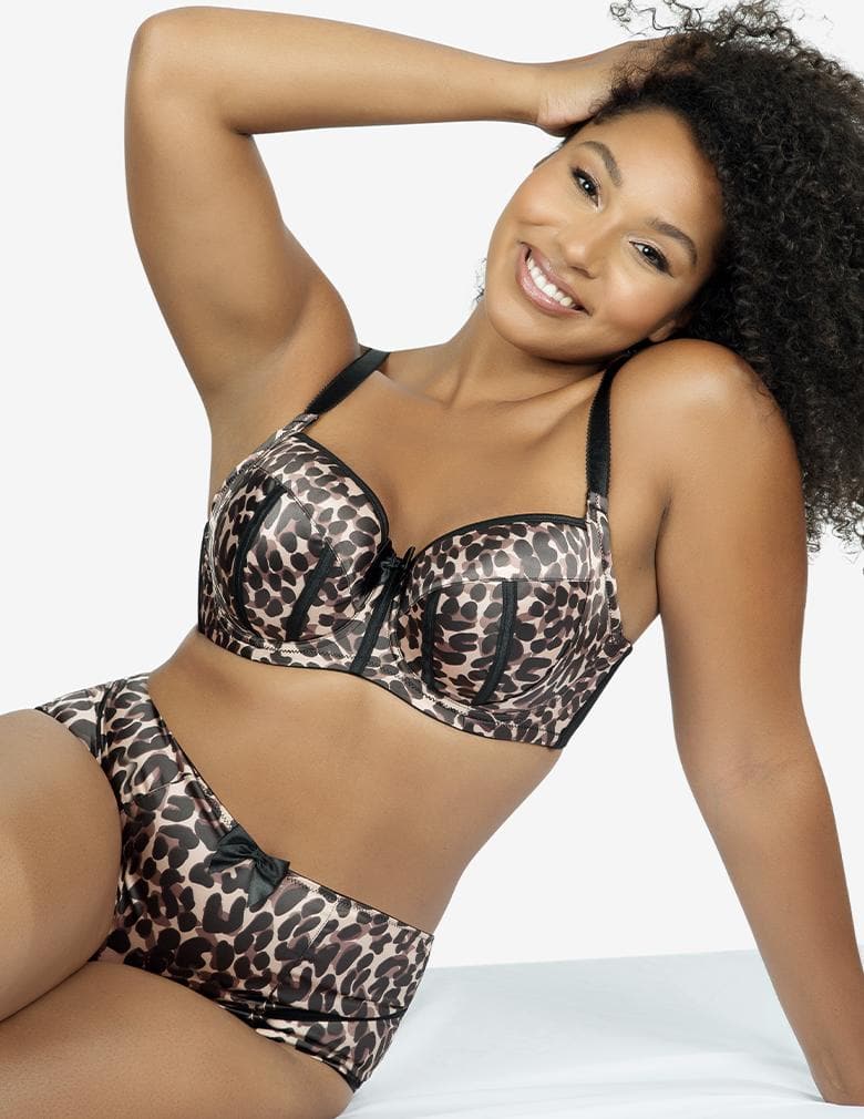 Parfait Charlotte Leopard Brown 6917 High Waisted Brief full body view
