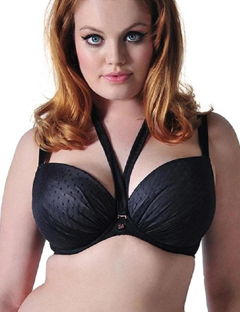 Scantilly All Wrapped Up ST2201 Black Crystal Underwire  Foam Lined Plunge Bra