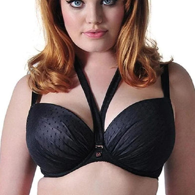Scantilly All Wrapped Up ST2201 Black Crystal Underwire  Foam Lined Plunge Bra