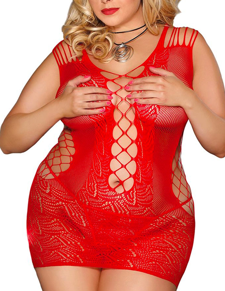 Lovely Lies 3161-RED Red Body Stocking zoom front view